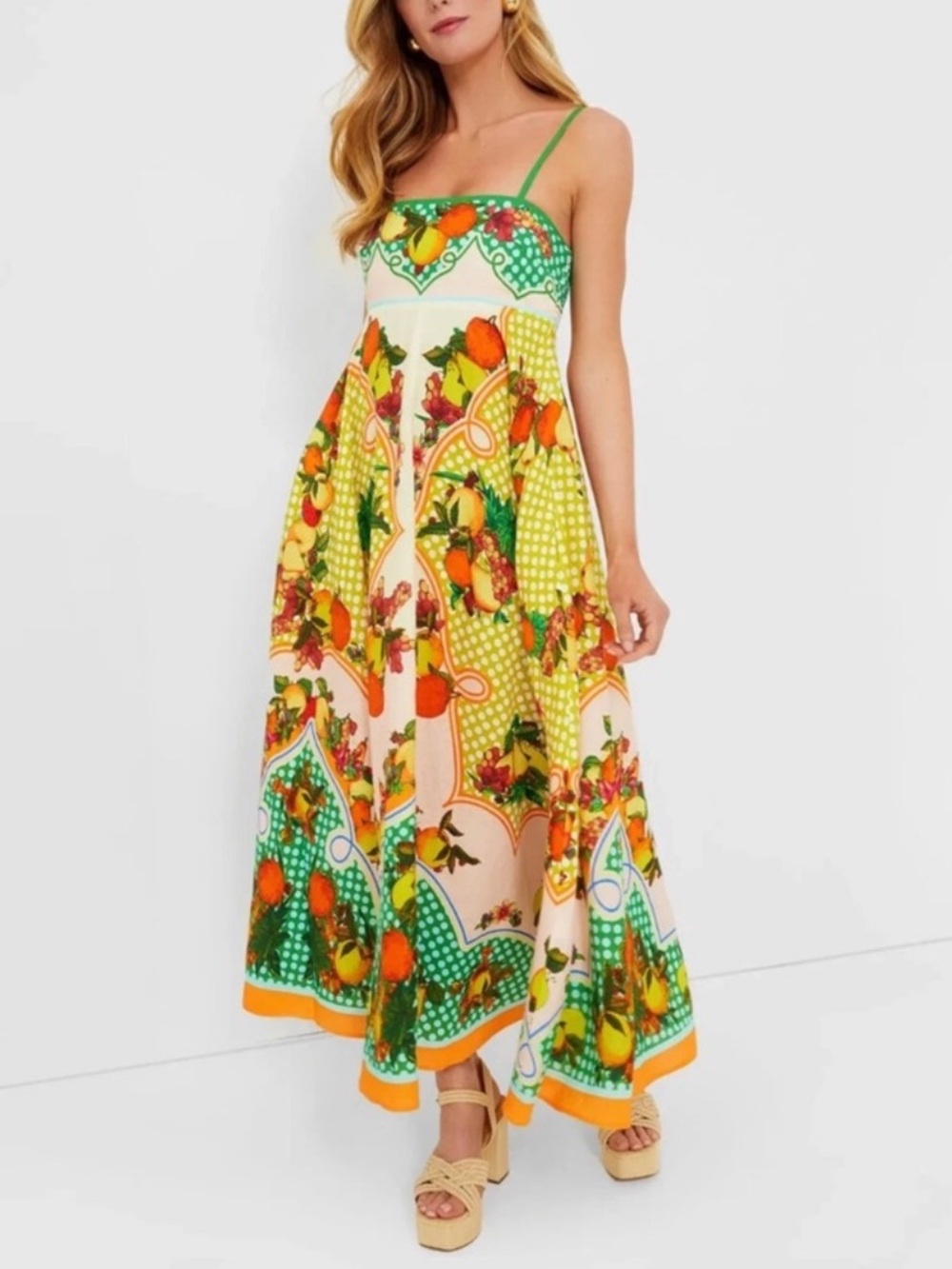 Caroline Constas Fruit Linen Blend Maxi Dress